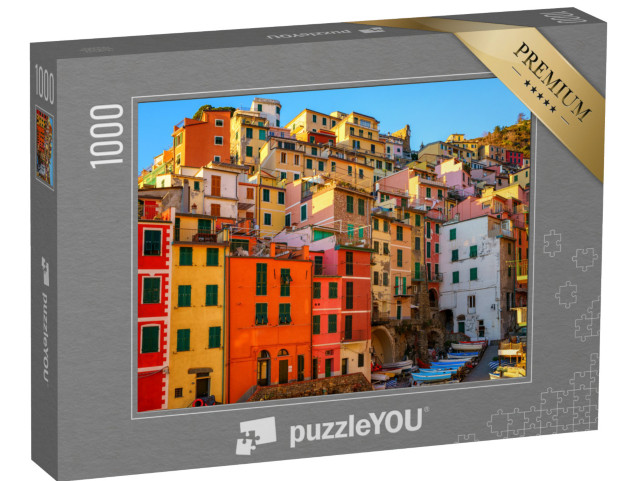 Puzzle 1000 pezzi „Villaggio di Riomaggiore nel Parco Nazionale delle Cinque Terre, case colorate, regione Liguria“