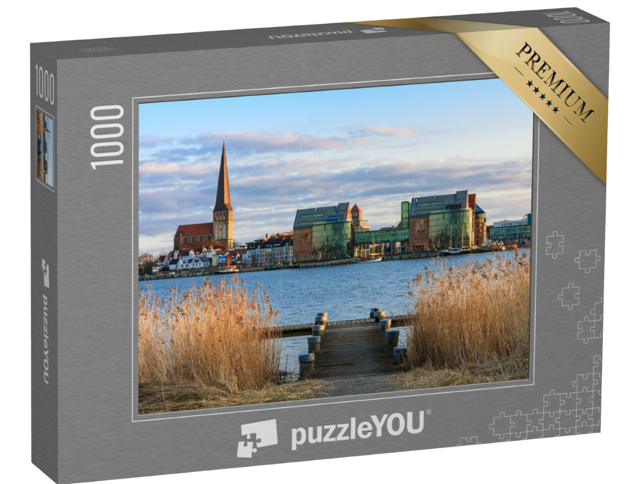 Puzzle 1000 pezzi „Vista su Warnow fino a Rostock, Germania“