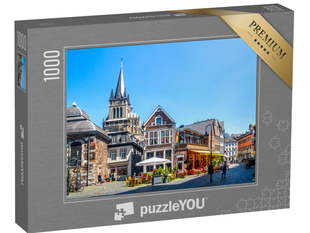 Puzzle 1000 pezzi „Strada di Aquisgrana con vista sulla cattedrale, Germania“