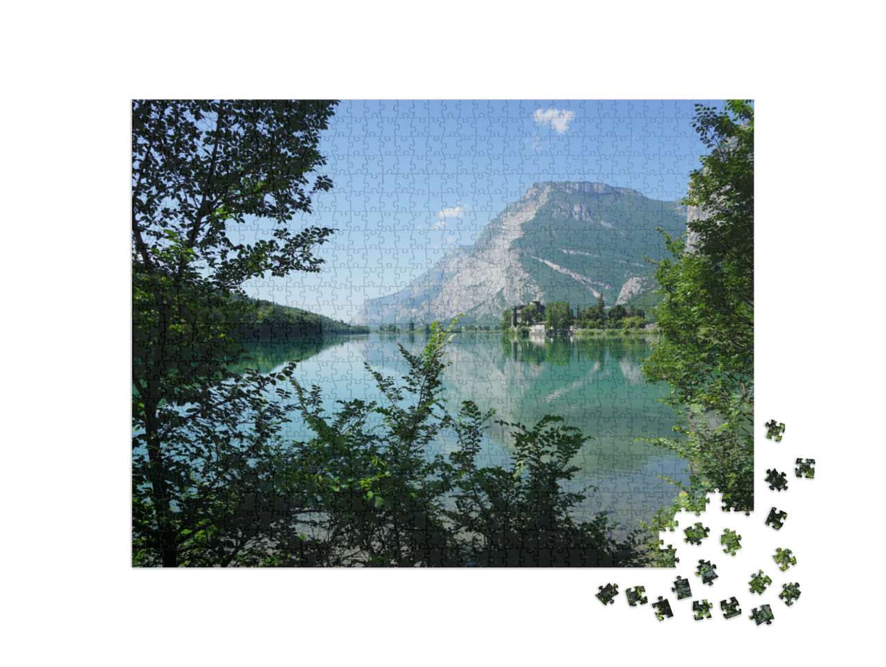 Puzzle 1000 pezzi „Lago di Toblino con castello“