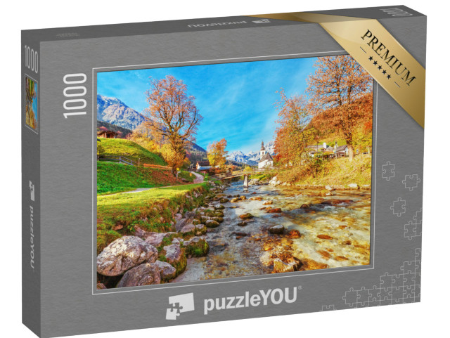 Puzzle 1000 pezzi „Paesaggio autunnale del Parco Nazionale di Ramsau, Alta Baviera, Germania“