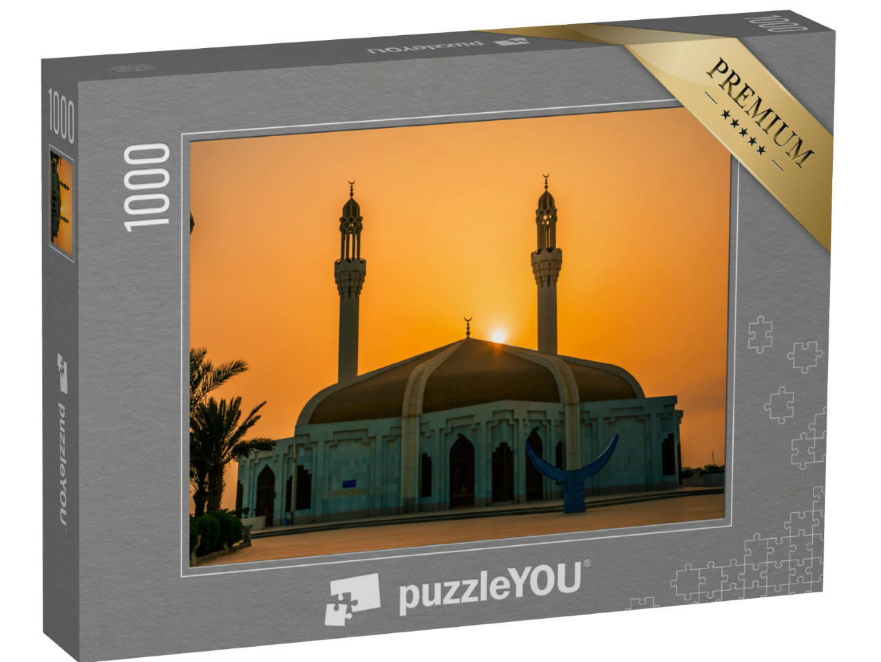 Puzzle 1000 pezzi „Moschea e minareto al tramonto, Gedda, Arabia Saudita“