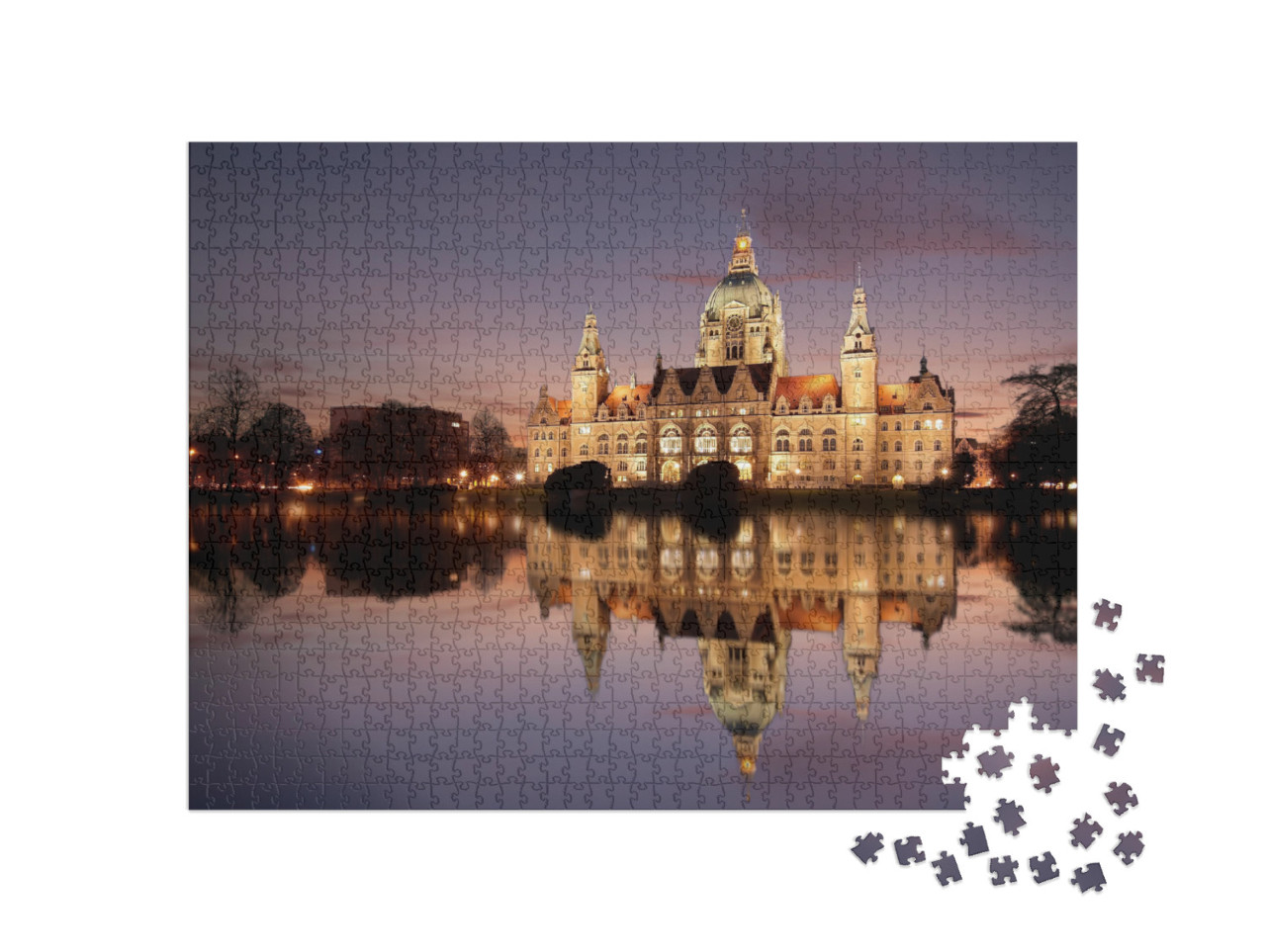 Puzzle 1000 pezzi „Il municipio di Hannover di notte“