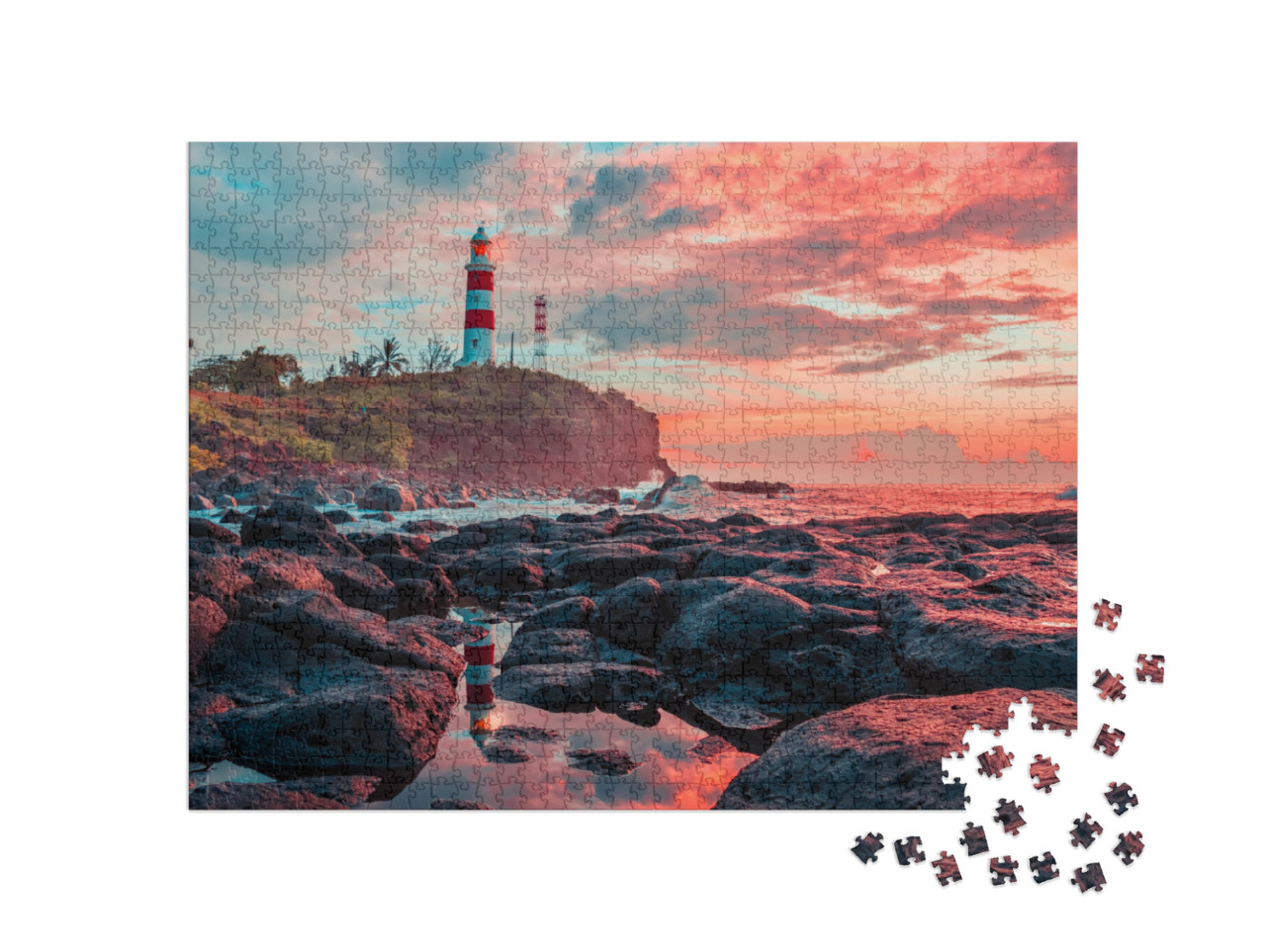 Puzzle 1000 pezzi „Costa occidentale di Mauritius al tramonto“