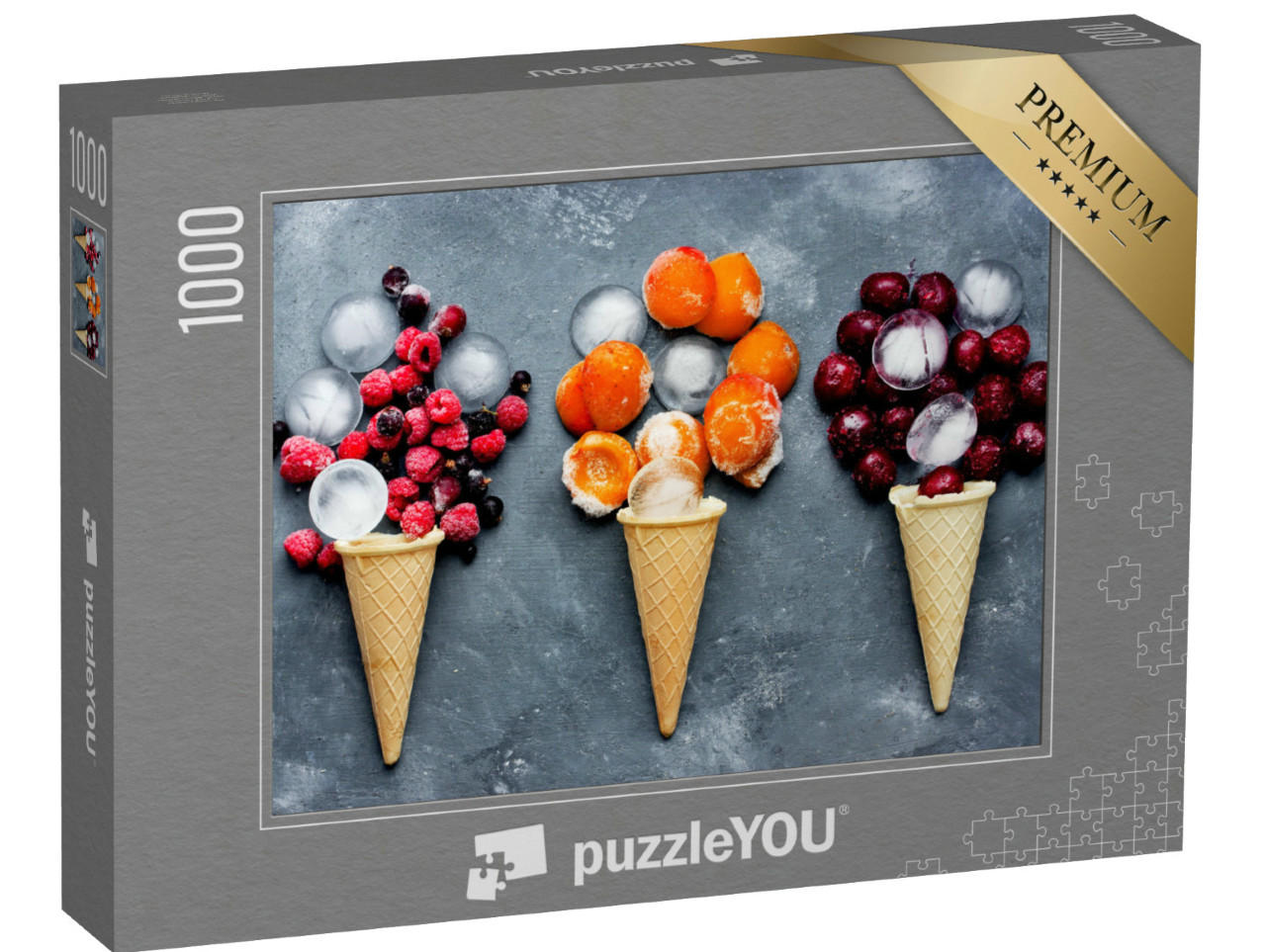 Puzzle 1000 pezzi „Gelato alla ciliegia, gelato ai frutti di bosco, gelato all'albicocca“