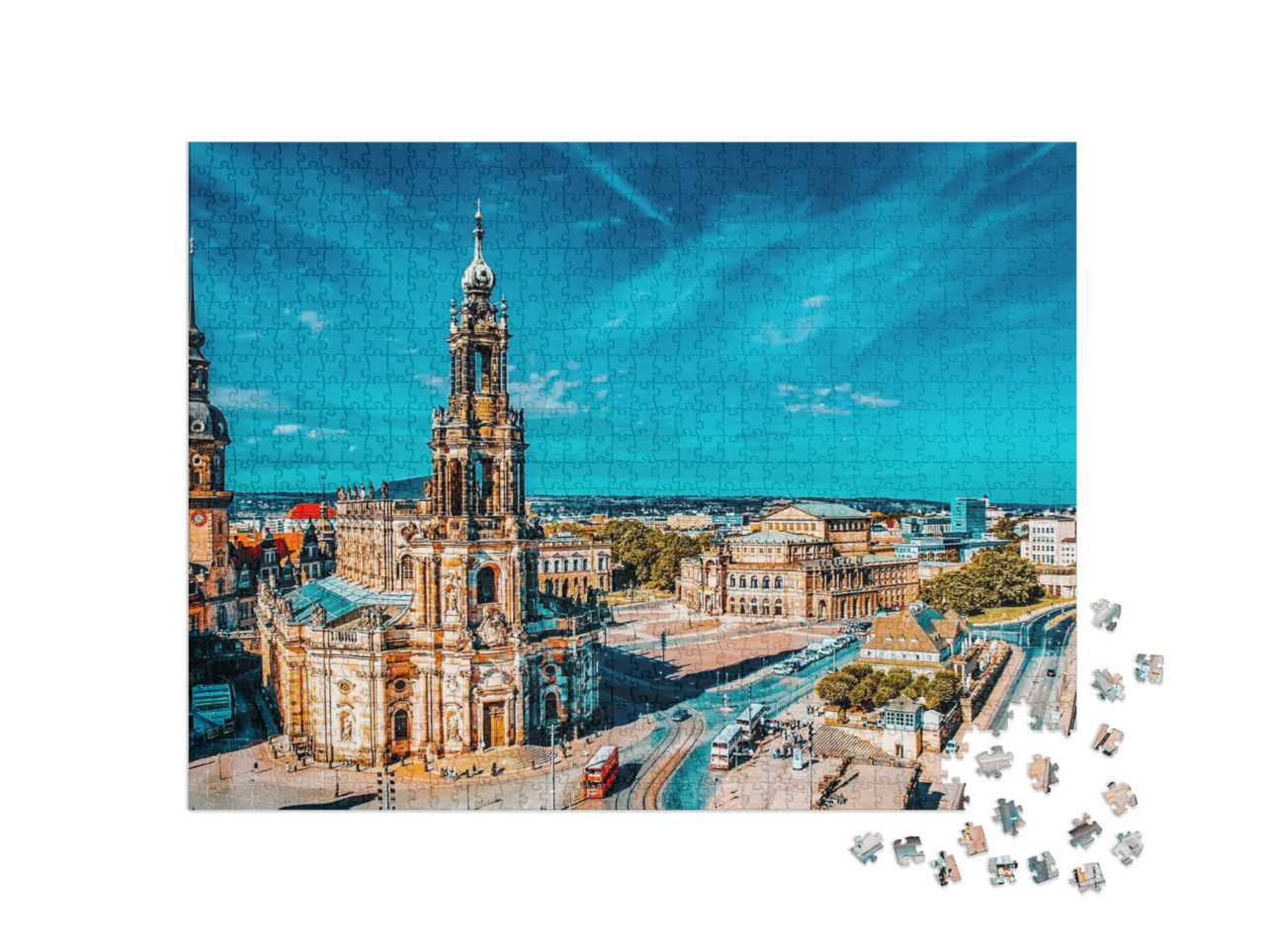 Puzzle 1000 pezzi „Piazza del Teatro nel centro storico di Dresda, Germania“