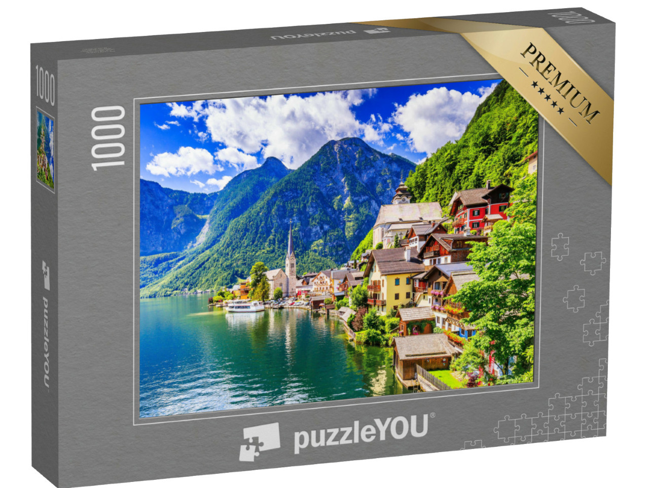 Puzzle 1000 pezzi „Hallstatt, Austria: villaggio di montagna sulle Alpi“