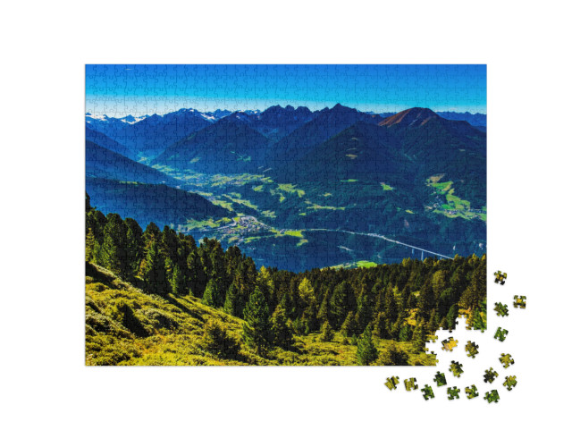 Puzzle 1000 pezzi „Vista sulla valle dello Stubai dal Patscherkofel in Tirolo“