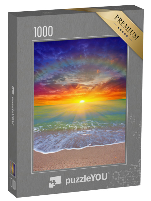 Puzzle 1000 pezzi „Tramonto colorato all'orizzonte in riva al mare“