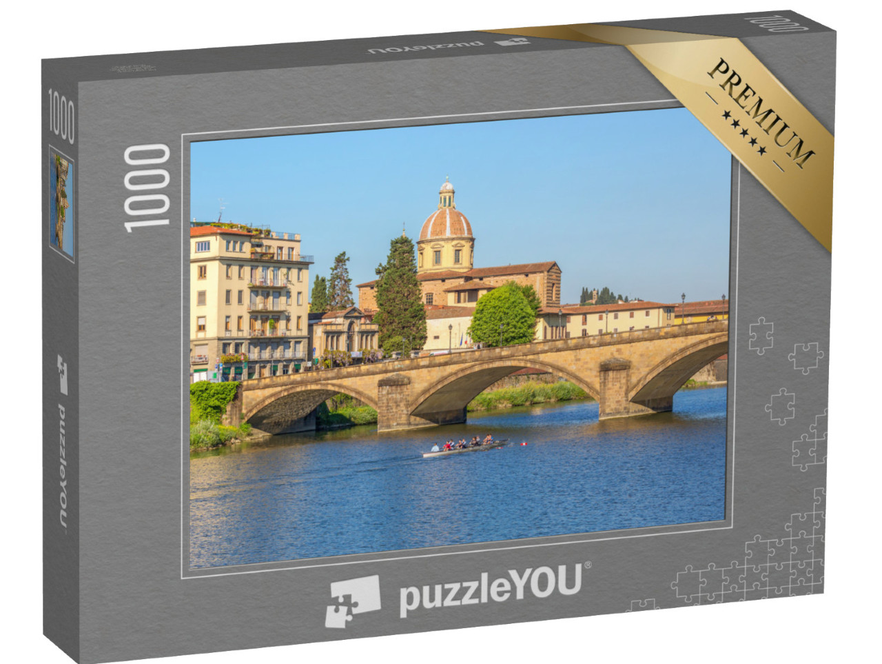 Puzzle 1000 pezzi „Il fiume Arno a Firenze con una barca a remi“