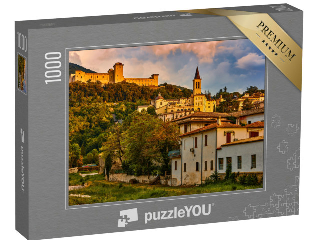 Puzzle 1000 pezzi „Spoleto paesaggio urbano skyline regione Umbria punto di riferimento in Italia“
