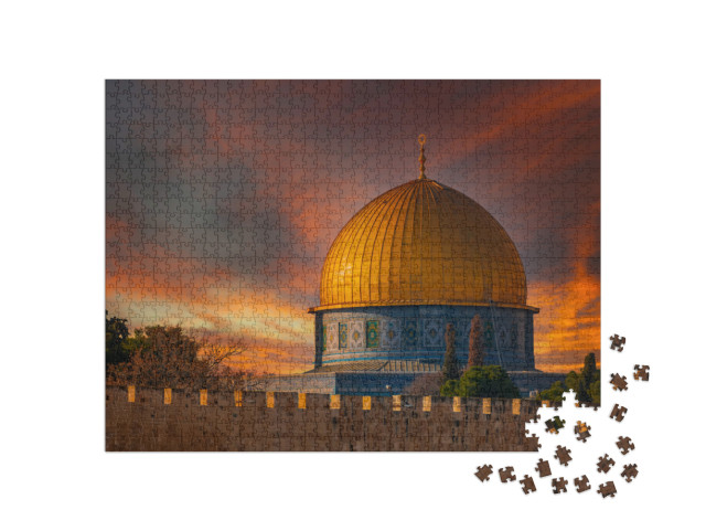 Puzzle 1000 pezzi „Cupola della Roccia alla luce della sera, Gerusalemme, Israele“