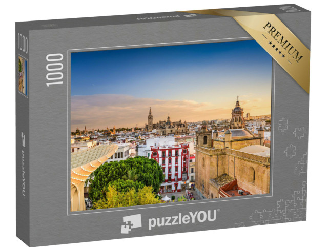 Puzzle 1000 pezzi „Lo skyline del centro storico di Siviglia, Spagna“