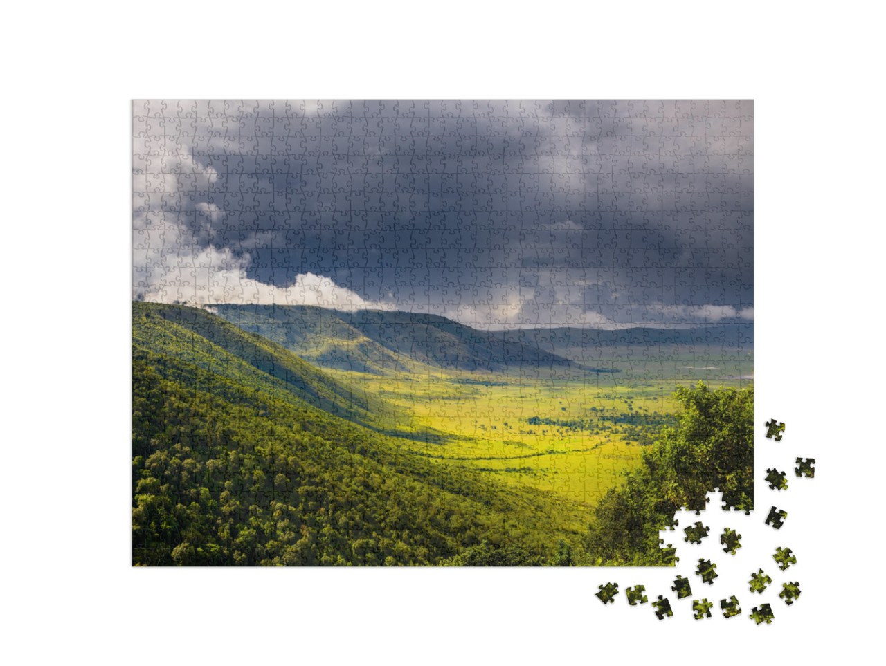 Puzzle 1000 pezzi „Foresta nel cratere di Ngorongoro - Tanzania“