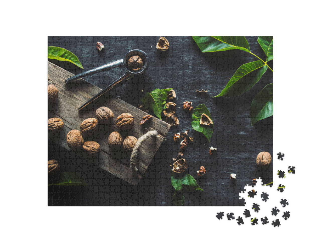 Puzzle 1000 pezzi „Noci con le foglie dell'albero di noce“