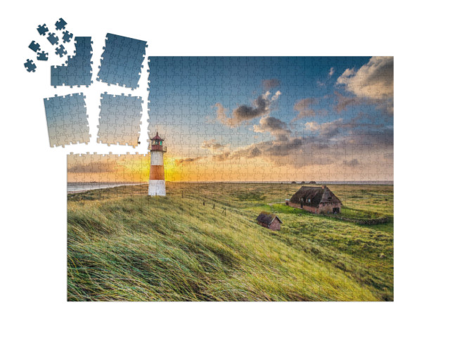 SMART SORTED® | Puzzle 1000 pezzi „Alba al faro di List on Sylt, Schleswig-Holstein, Germania“