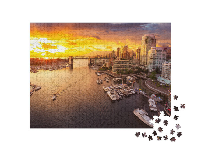 Puzzle 1000 pezzi „Ponte di Burrard Street e False Creek, Canada“