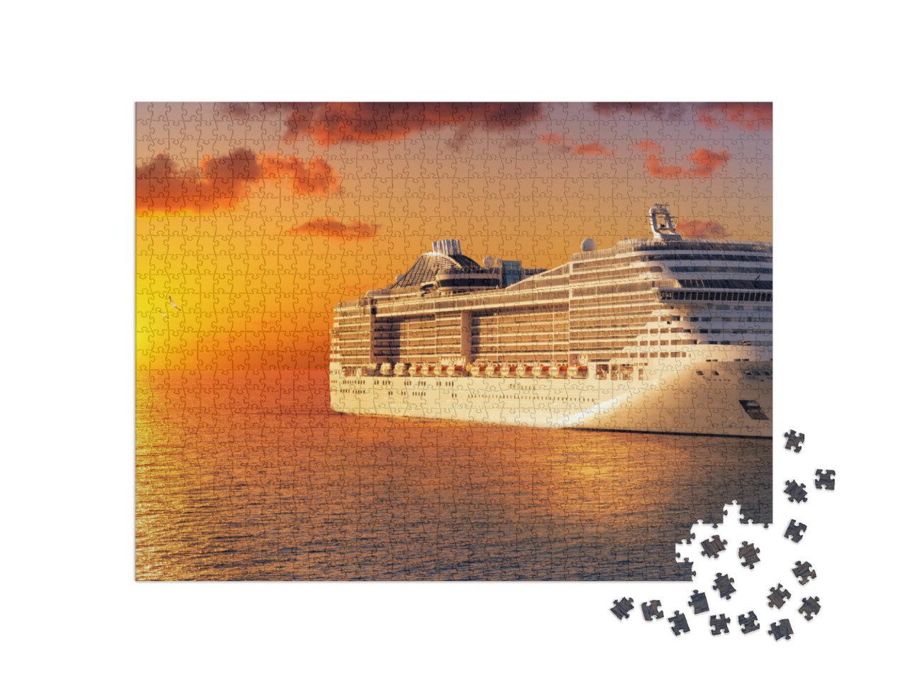 Puzzle 1000 pezzi „Crociera: attraverso l'oceano al tramonto“