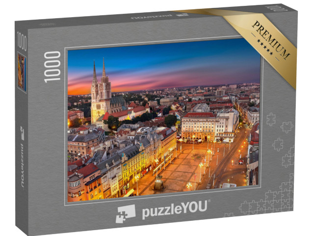 Puzzle 1000 pezzi „Notte su piazza Ban Jelacic, Zagabria, Croazia“