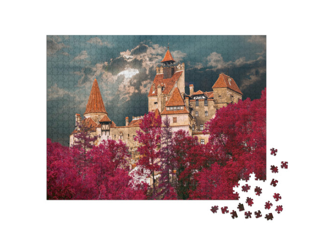 Puzzle 1000 pezzi „Il castello del Conte Dracula vicino alla città di Bran“