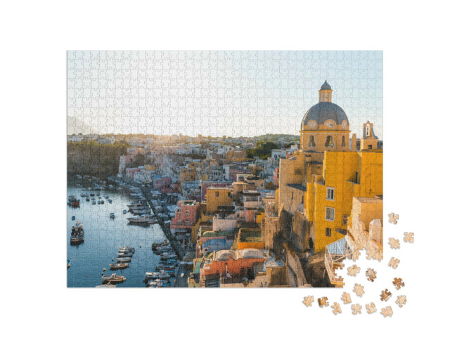 Puzzle 1000 pezzi „La calda luce del sole illumina Procida“