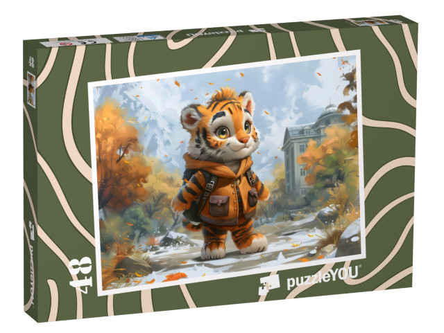 Puzzle 48 pezzi „Tigrotto mentre va a scuola“
