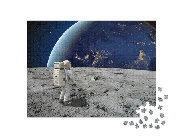 Puzzle 1000 pezzi „Un astronauta sulla luna guarda la terra“