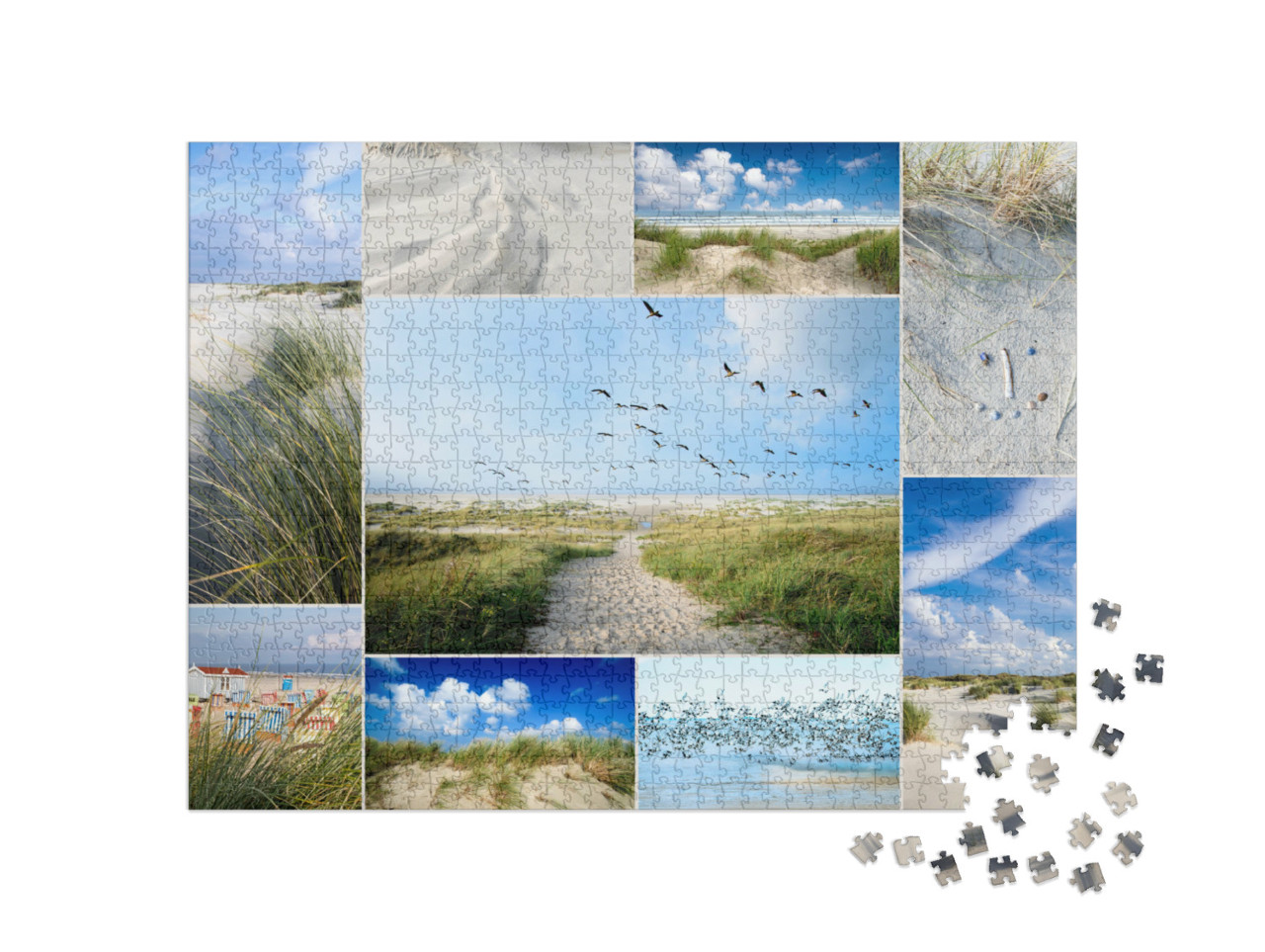 Puzzle 1000 pezzi „Collage di impressioni da Langeoog, Germania“