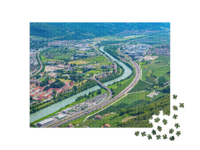 Puzzle 1000 pezzi „Il fiume Adige che attraversa la città italiana di Trento.“