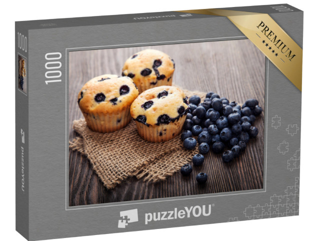 Puzzle 1000 pezzi „Muffin con mirtilli, pasta dolce“