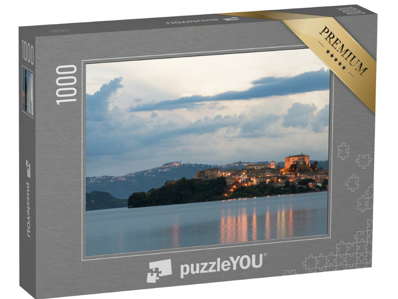 Puzzle 1000 pezzi „Il Lago di Bolsena in Italia al crepuscolo“