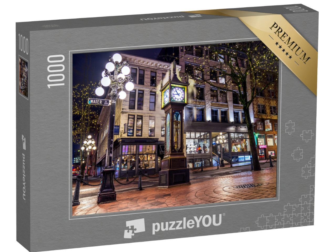 Puzzle 1000 pezzi „Orologio a vapore nel quartiere di Gastown, Vancouver, Canada“