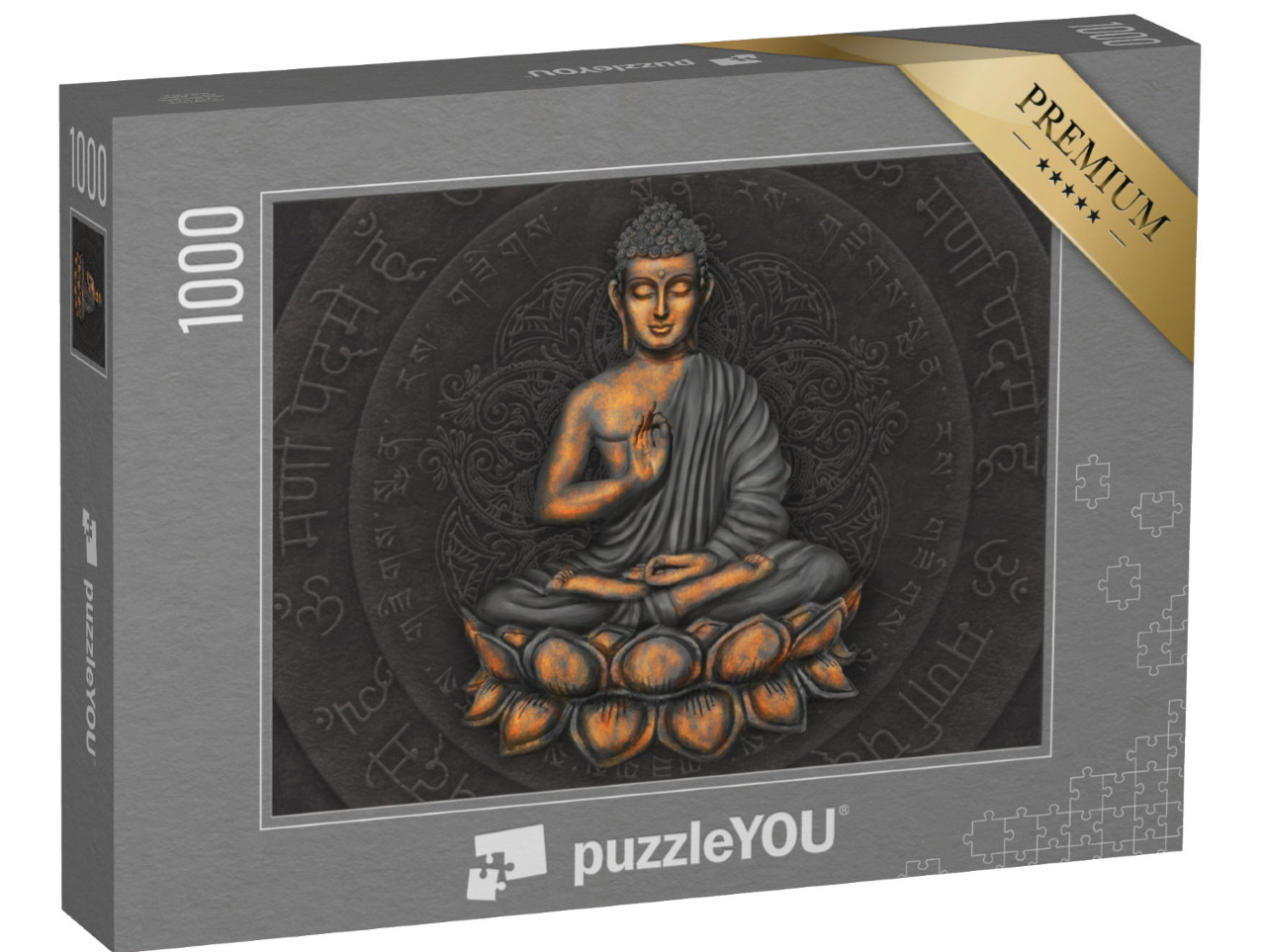 Puzzle 1000 pezzi „Gautama Buddha sullo sfondo del mantra“