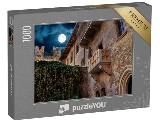 Puzzle 1000 pezzi „Notte di luna piena sotto il balcone di Giulietta a Verona“