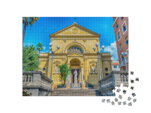Puzzle 1000 pezzi „Facciata del convento dei Cappuccini di Sanremo, punto di riferimento della città ligure“