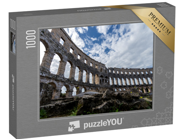 Puzzle 1000 pezzi „Cielo e pietra. Autunno mite a Pola in Croazia. All'interno dell'anfiteatro di Pola“