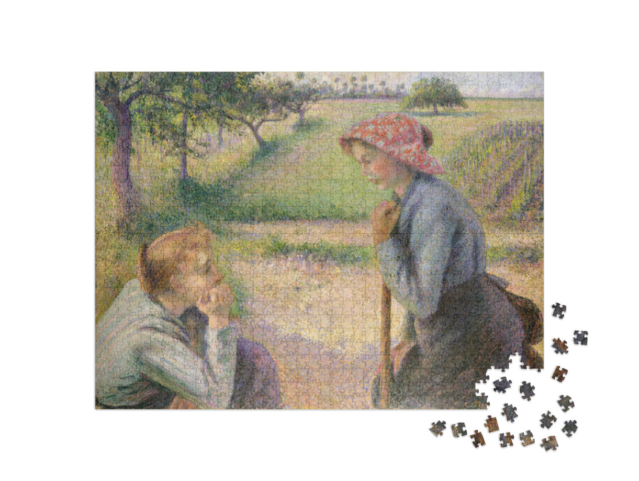 Puzzle 1000 pezzi „Camille Pissarro - Due giovani contadine“