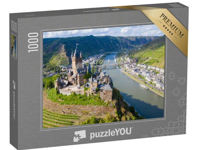 Puzzle 1000 pezzi „Il castello imperiale di Cochem protegge la città storica: il neogotico in Renania-Palatinato“