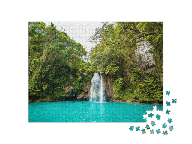 Puzzle 1000 pezzi „Cascate Kawasan di colore turchese sull'isola di Cebu, Filippine“