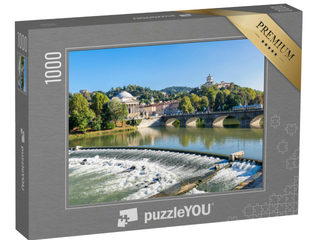 Puzzle 1000 pezzi „Vista del fiume Po e della chiesa della Gran Madre di Dio, Torino, Piemonte, Italia, Europa“