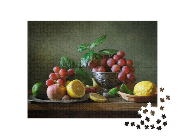 Puzzle 1000 pezzi „Natura morta con frutta disposta in modo decorativo“