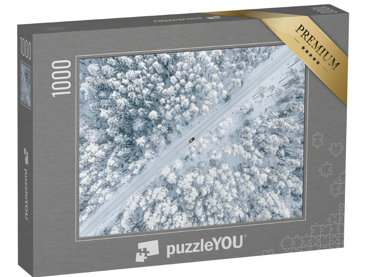 Puzzle 1000 pezzi „Un sentiero forestale innevato“