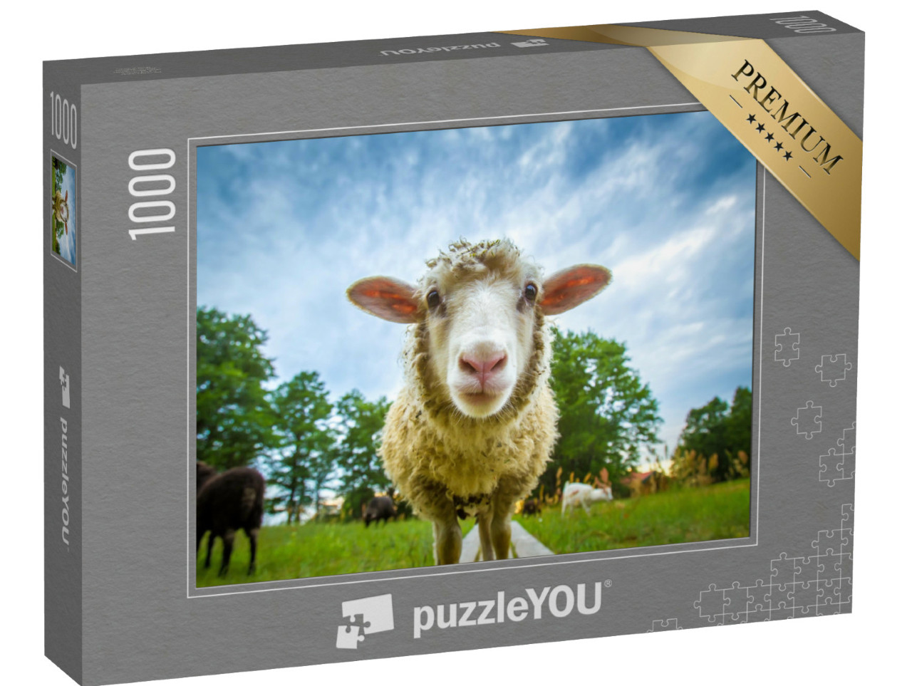 Puzzle 1000 pezzi „Occhio a occhio con una pecora“
