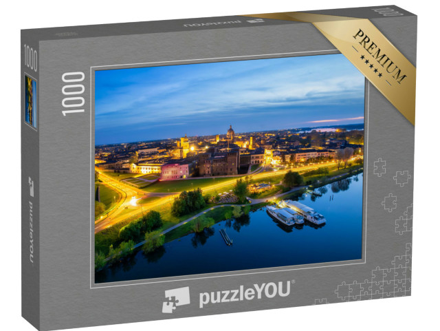 Puzzle 1000 pezzi „Lo skyline di Mantova e l'edificio medievale di San Giorgio in una giornata di sole, Mantova“