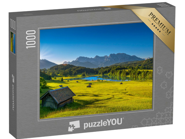 Puzzle 1000 pezzi „Il lago Geroldsee nelle montagne del Karwendel, Alta Baviera, Germania“