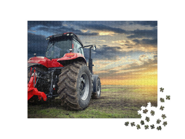 Puzzle 1000 pezzi „Trattore al tramonto“