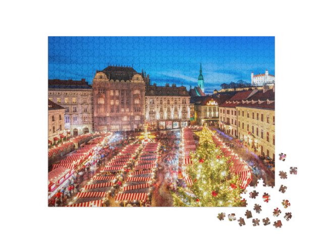 Puzzle 1000 pezzi „Mercatino di Natale nel centro storico di Bratislava, Slovacchia“