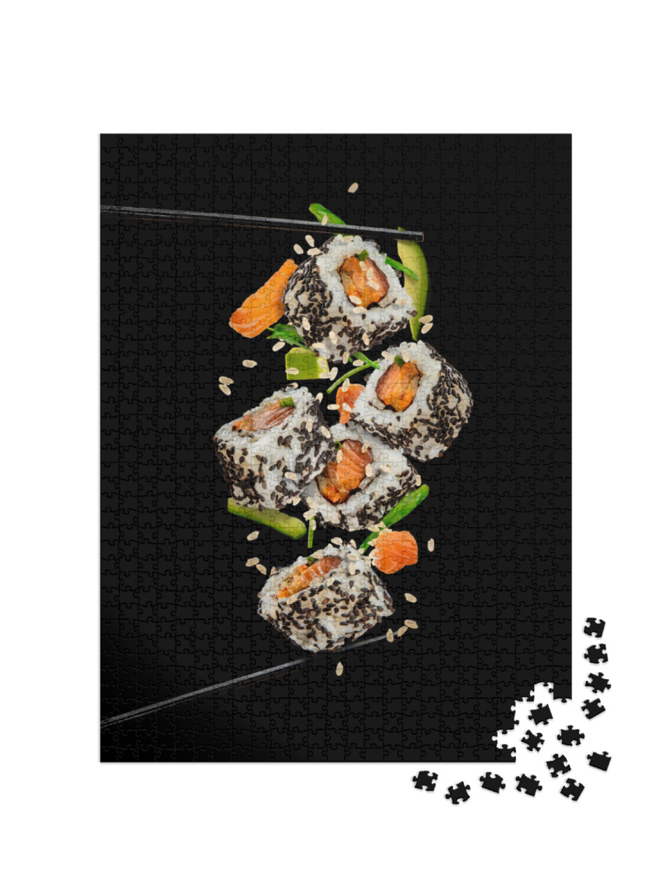 Puzzle 1000 pezzi „Pezzi di sushi tra le bacchette“