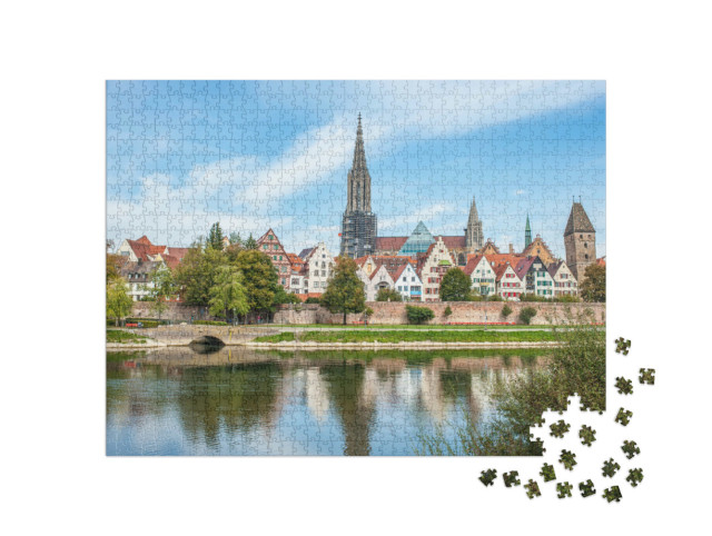 Puzzle 1000 pezzi „Vista panoramica del centro città di Ulm, Germania“