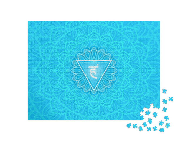 Puzzle 1000 pezzi „Vishuddha, simbolo del chakra della gola. Mandala colorato“